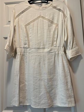 Karlie Cream Eyelet-Trim Casual Dress